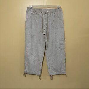 Columbia Cropped Capri Pants Beige Linen Blend Women Med Lightweight Gorpcore